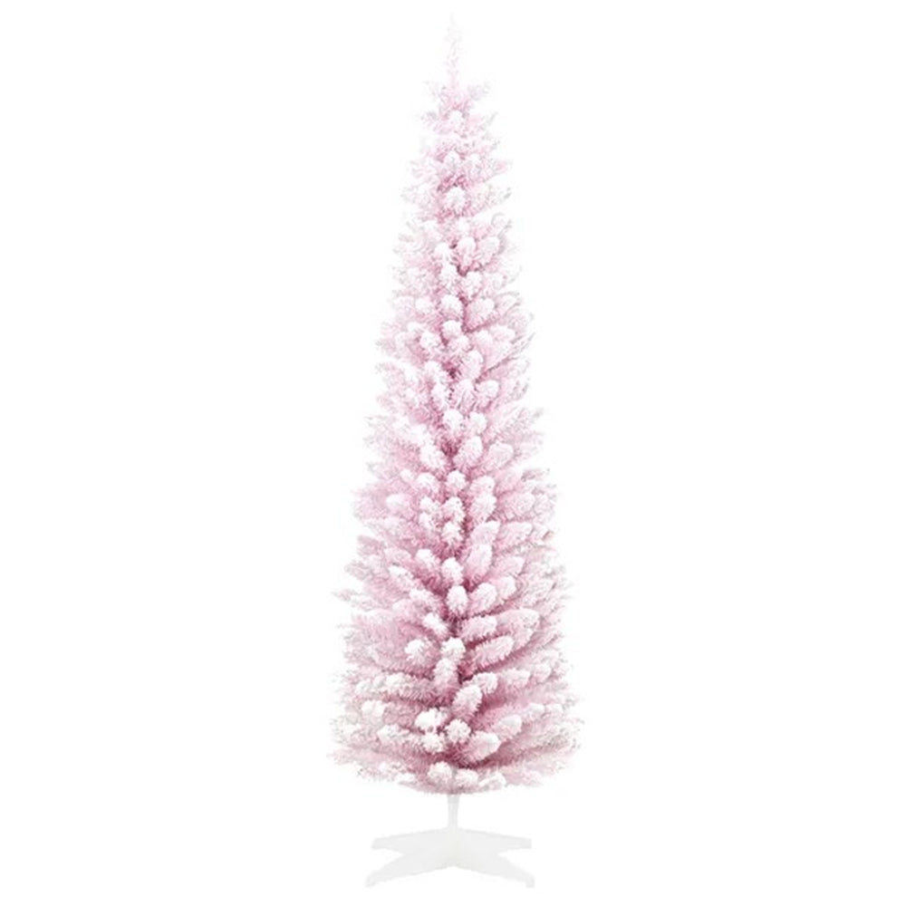6ft Flocked Christmas Tree, Pencil Artificial Christmas Tree With Realistic Branches EX-STOCK Canada 