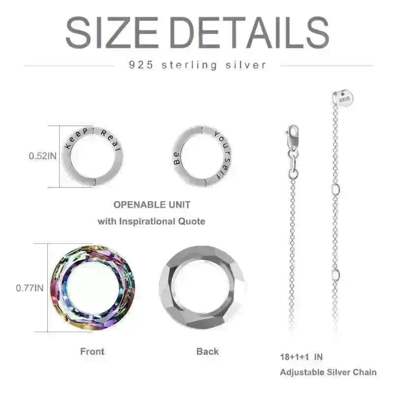 925 Silver Circle Crystal Pendant Necklace for Women Girls - EX-STOCK CANADA