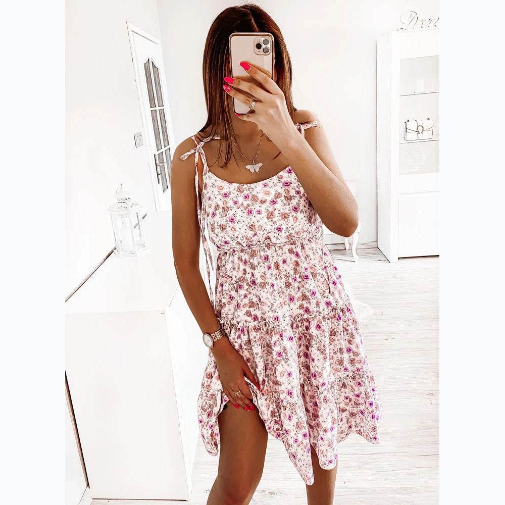 European And American Spring And Summer Small Floral Digital Printing Slip Dress - EX-STOCK Canada