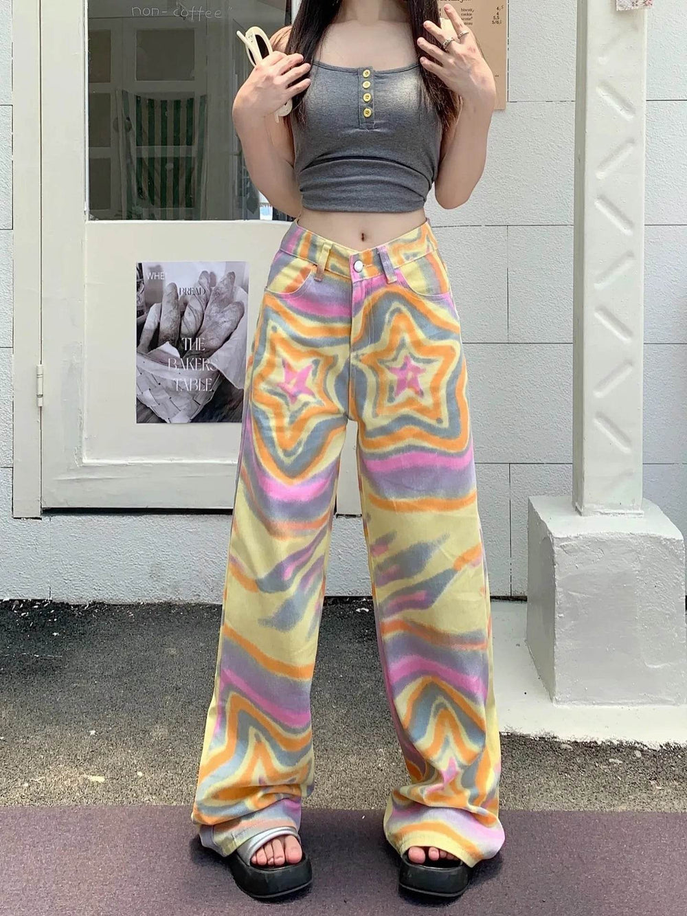 Real Shot American Retro High Street Graffiti XINGX Rendering Baggy Jeans Pant For Women - EX-STOCK Canada