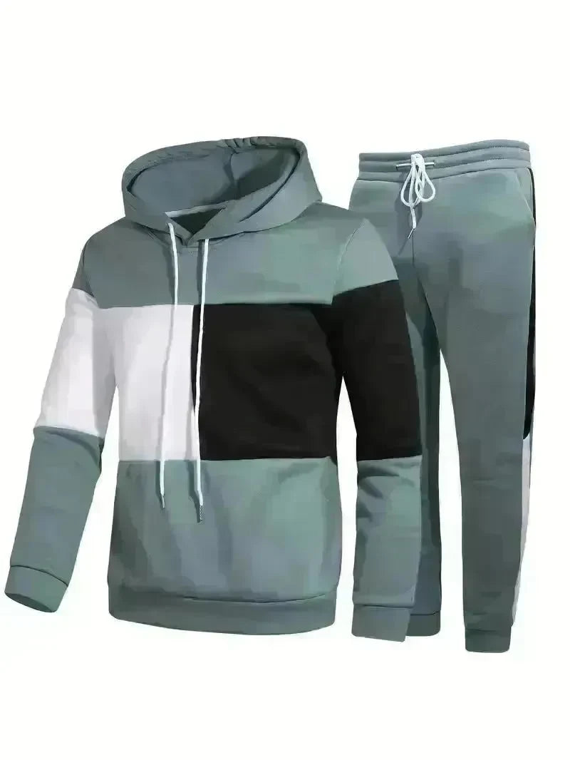 Casual Classic Plaid  Long Sleeve Sweatshirt Hoodie set Suit men - EX-STOCK CANADA