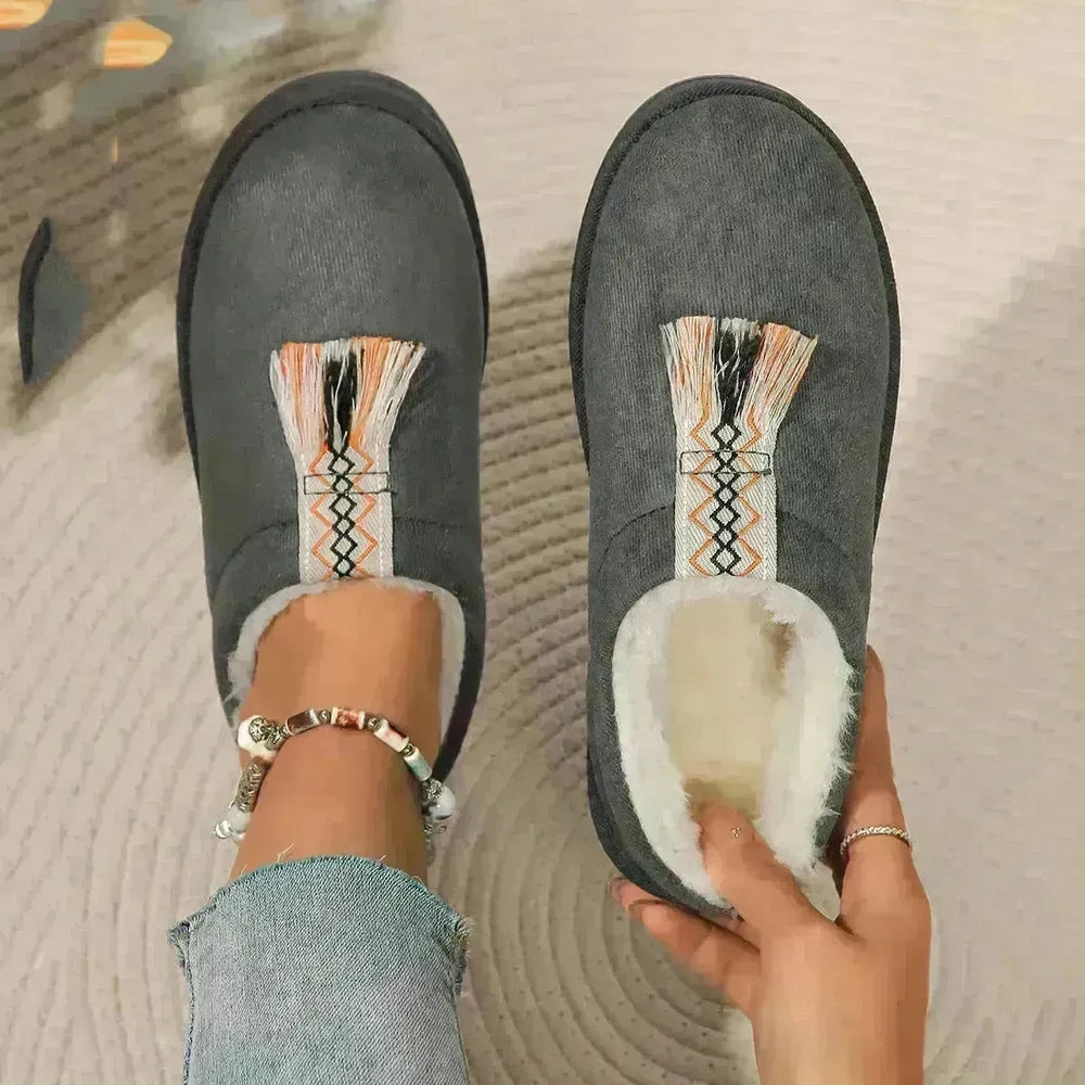 Winter Plush Home Slippers Fashion Round Toe Flat Suede Garden Shoes Indoor Warm Floor Bedroom Slipper For Women - EX-STOCK CANADA