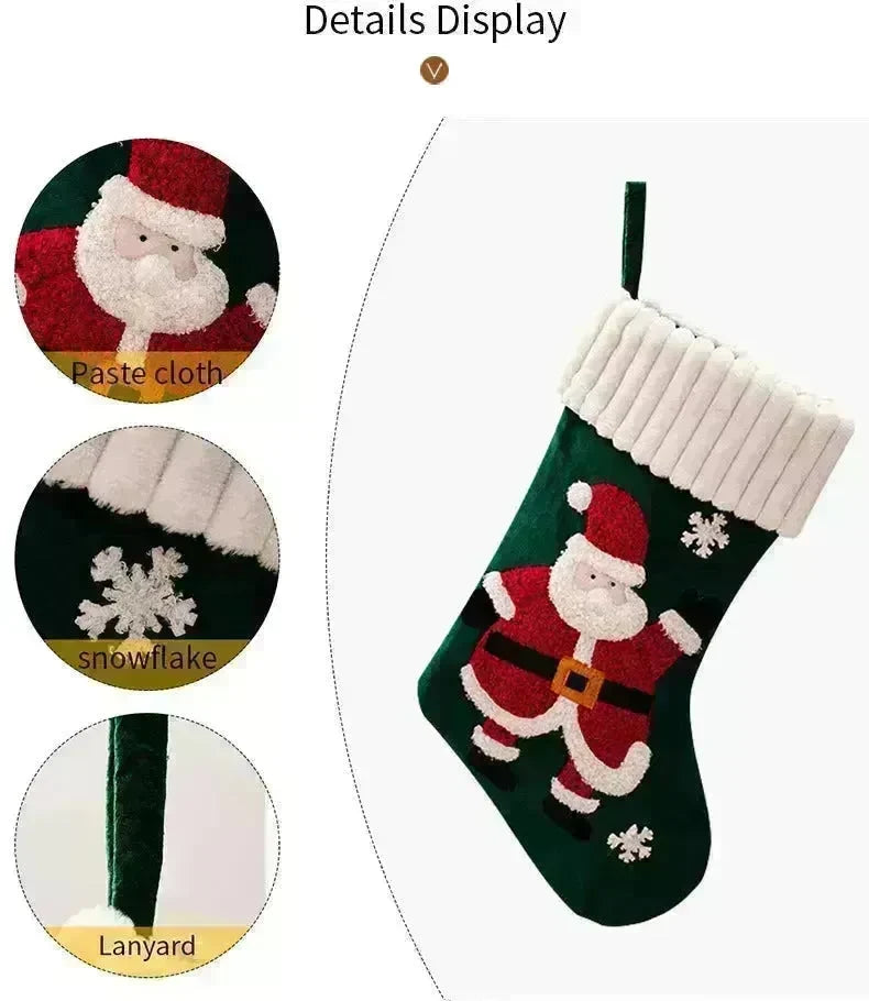Christmas Decorations Gold Velvet Patch Christmas Stockings - EX-STOCK CANADA