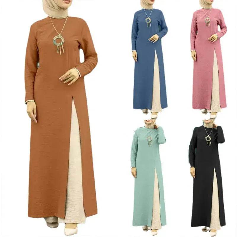 ArabWomen Plain Split Long sleeve Abaya Dress - EX-STOCK Canada