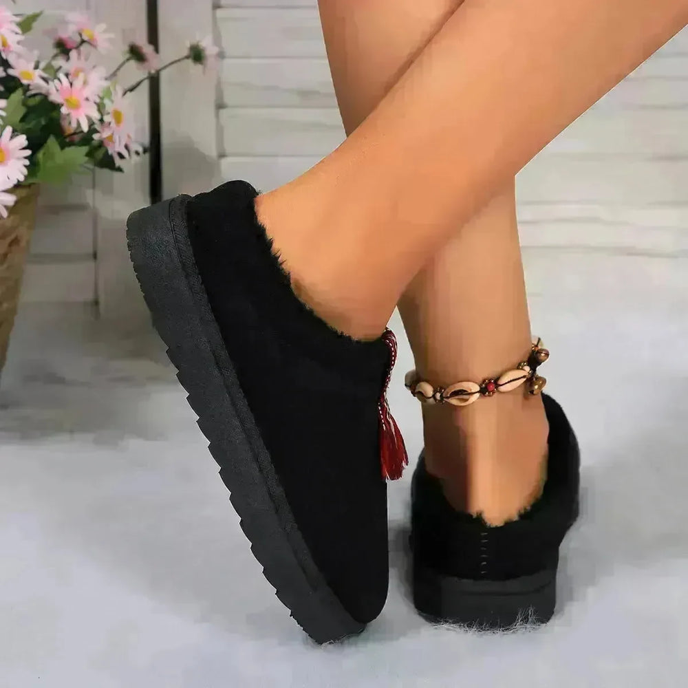 Winter Plush Home Slippers Fashion Round Toe Flat Suede Garden Shoes Indoor Warm Floor Bedroom Slipper For Women - EX-STOCK CANADA