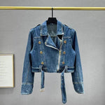 Long sleeved Short Denim Coat Women's Denim Jeans Cropped Jacket - EX-STOCK Canada