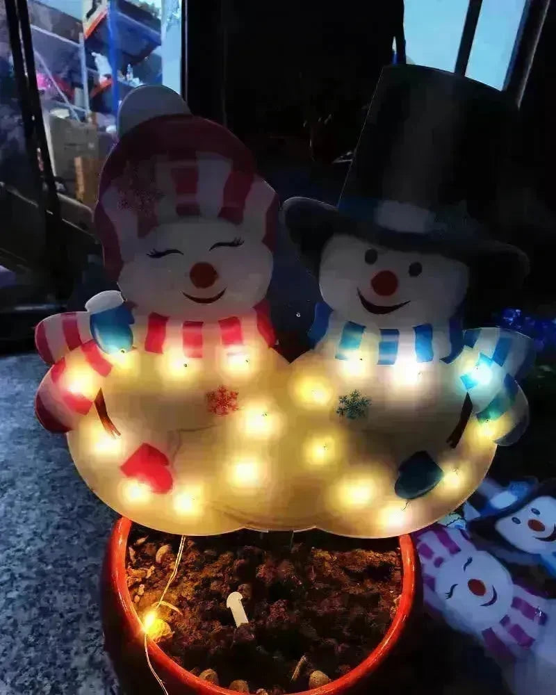 Christmas Scene Decoration With LED Lights Christmas Snowman Ornaments - EX-STOCK CANADA