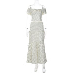 Polka-Dot Off-Shoulder Tube Top & Long Skirt Set with Side Bow | Women's Two-Piece