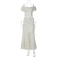 Polka-Dot Off-Shoulder Tube Top & Long Skirt Set with Side Bow | Women's Two-Piece