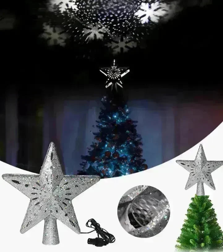 Christmas Tree Top Light Star Snowflake Shape LED Laser Projector Lights Christmas Tree Ornament - EX-STOCK CANADA