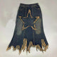 Women's American-style Retro High Waist Irregular Midi Denim Skirt - EX-STOCK Canada