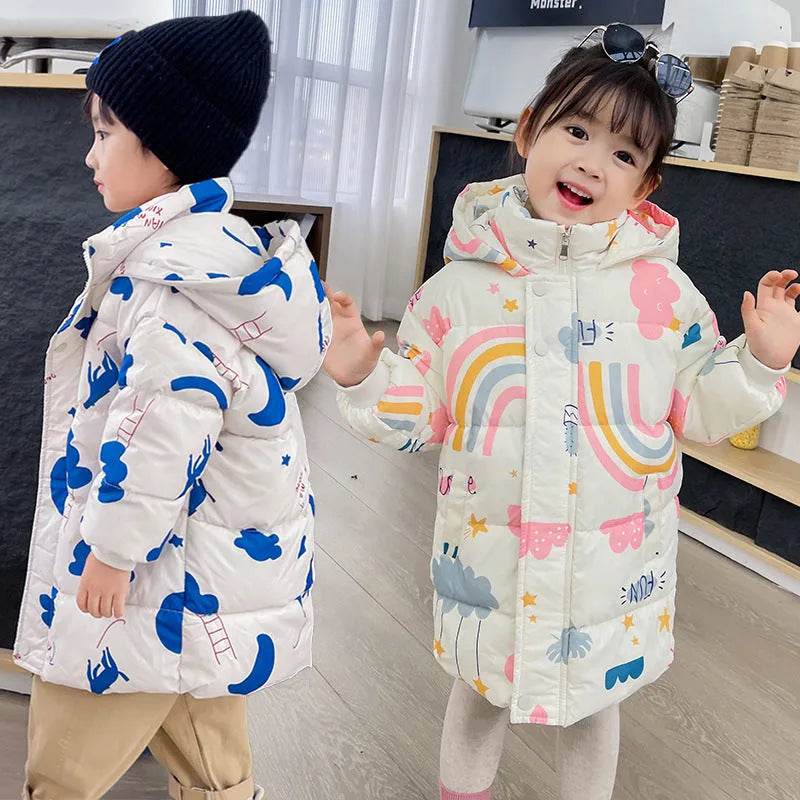 New Style Children's Down Jacket Middle Long Cute Thickened Cotton - EX-STOCK Canada