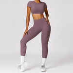 Women 2pcs Workout Gym Outfit Sport Running Fitness wear Pant and crop Top - EX-STOCK Canada