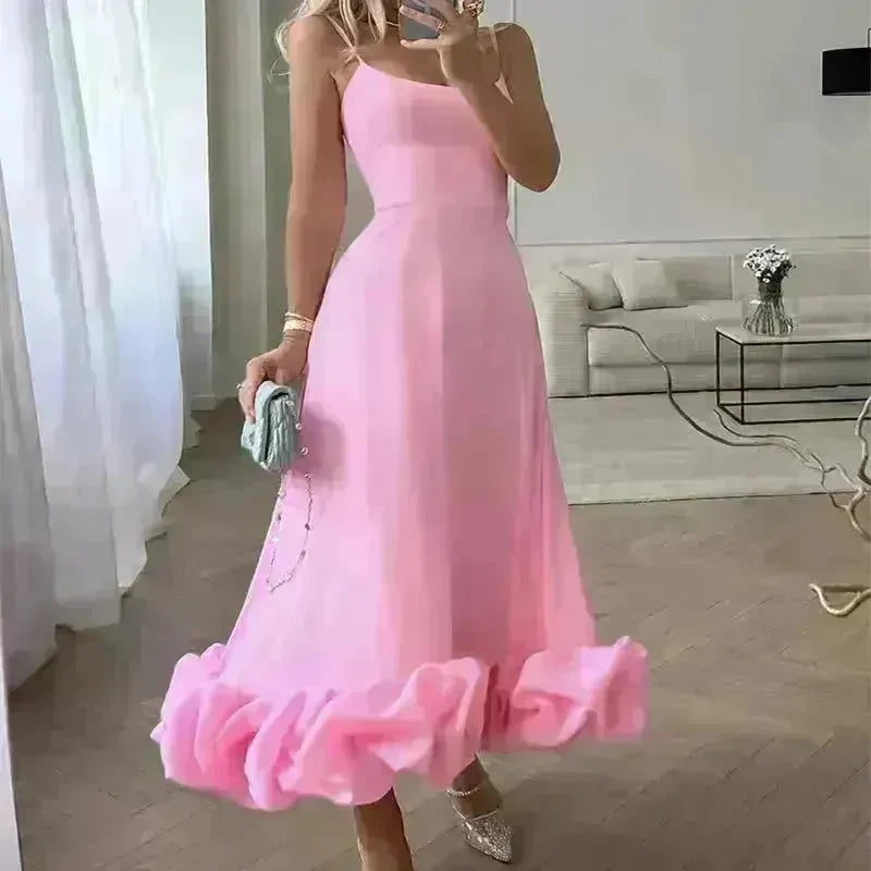 Fashion Suspenders Large Flower Swing Three-dimensional Flower A- Line Skater Dress Womens Clothing - EX-STOCK CANADA