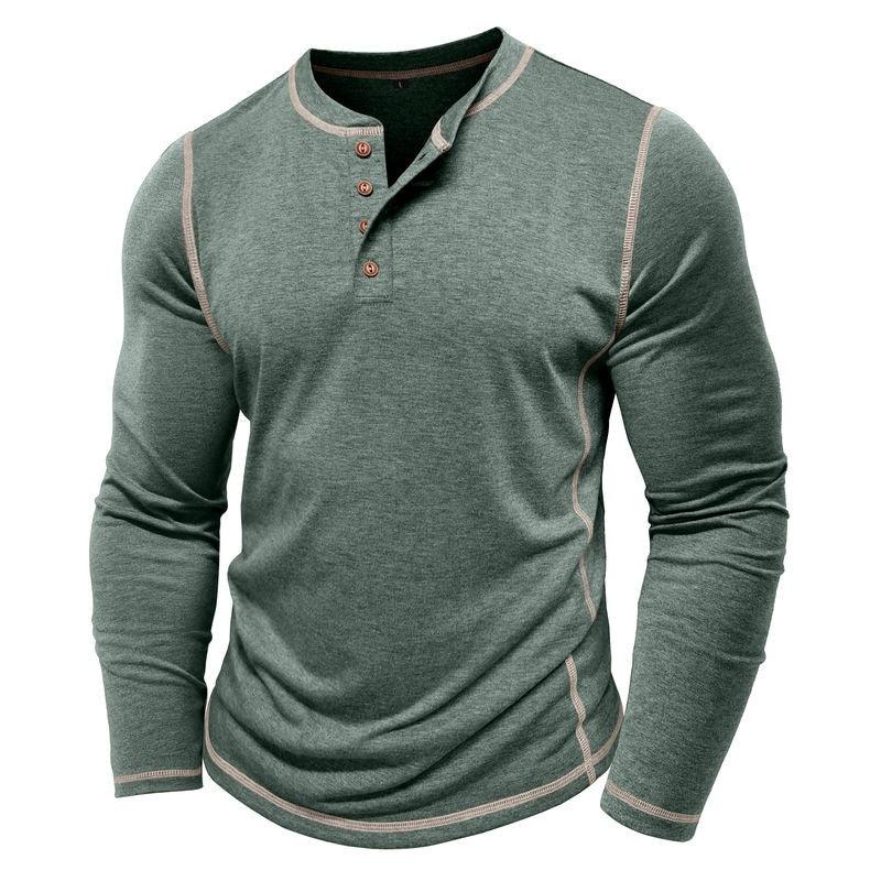 European And American Men's Henley Shirt With Four-button Top EX-STOCK Canada 