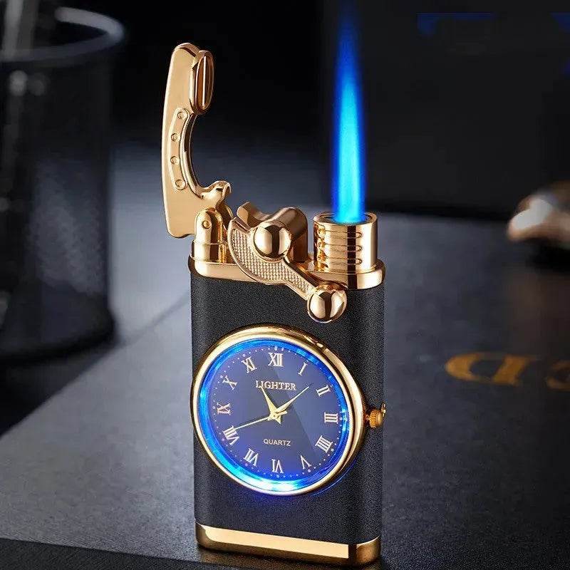 New Lighter With Electric Watch Rocker Arm Automatic Ignition Straight Blue Flame Lighter Creative Real Dial Inflatable Windproof Cigar Lighter Men's Watch Gift - EX-STOCK Canada