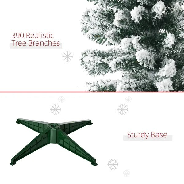 6ft Tall Pencil Artificial Christmas Tree, Holiday Decor With Snow Flocked Branches, Green EX-STOCK Canada 