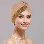 New Rhinestone Turban Cap For Women Pleated Elastic Head Wrap Stylish Ramadan Head Scarf Bonnet Chemo Cap Wedding African Hat - EX-STOCK Canada