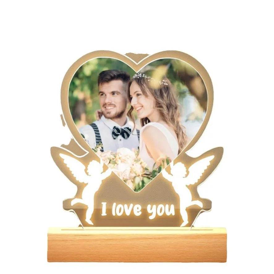 Customized Personalized Valentine Acrylic Lovers Night LED light picture frame - EX-STOCK Canada