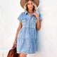 Casual Fashion Denim Short Sleeve loose mini Dress - EX-STOCK Canada