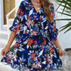 Casual Summer Chiffon Floral Print Short Sleeves Dress Lace Up Ruffles Design Fashion V-neck Short Mini Dresses Womens Clothing - EX-STOCK CANADA