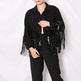 Lapel Pocket Heavy Industry Sequins Tassel  Loose Ripped Denim Jacket Women - EX-STOCK CANADA