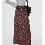 Retro Plaid High Waist student maxi Skirt - EX-STOCK Canada