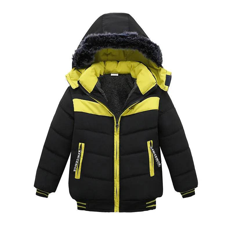 Small Medium-Sized Boys Cotton-Padded Fur Hoodie Winter Jackets for kids - EX-STOCK Canada