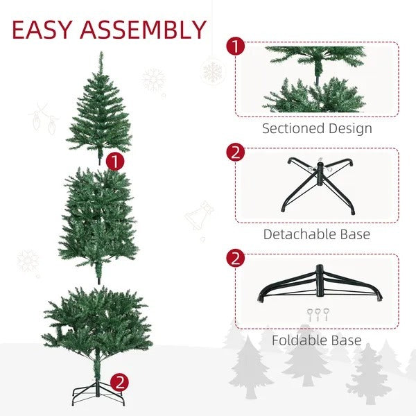 6.9ft Artificial Christmas Tree W Metal Stand Spruce Branch Tips Green EX-STOCK Canada 