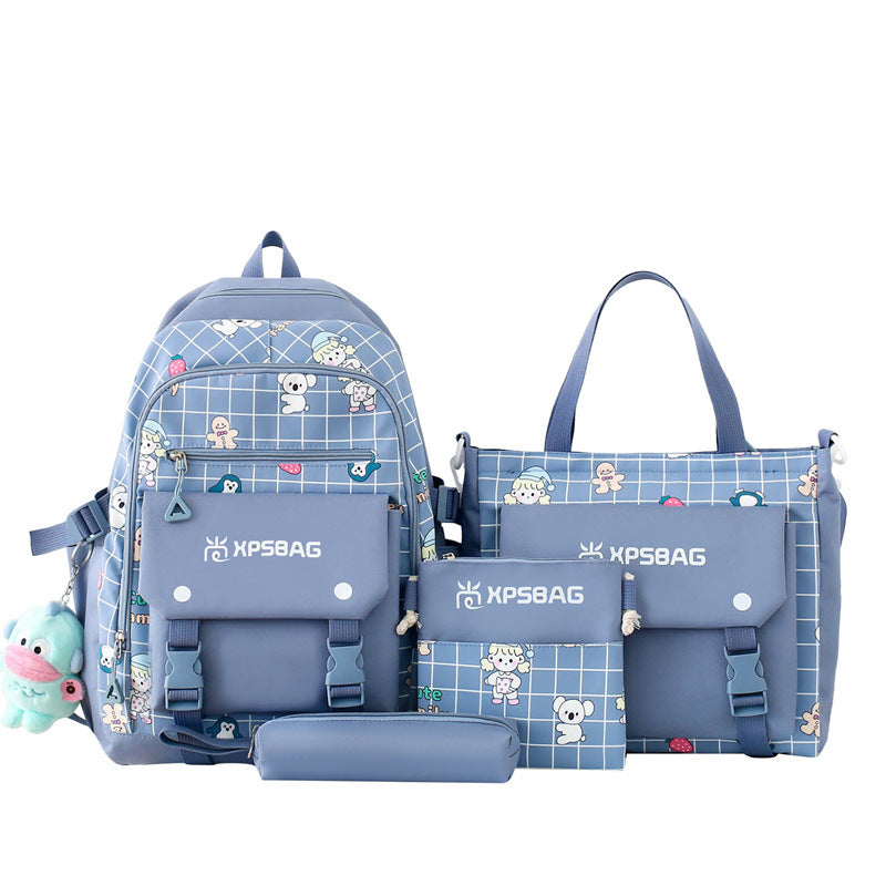 Backpack Primary School Girls Schoolbag Women's Four-piece Set EX-STOCK
