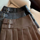 Women's American-style Vintage Mini Pleated Leather Skirt - EX-STOCK Canada