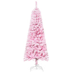 5 FT Snow Flocked Artificial Christmas Tree, Pencil Xmas Tree With Realistic Branches, Auto Open And Steel Base, Pink EX-STOCK Canada 
