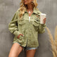 Perforated Coat Pocket Raglan Loose Jacket Women Denim - EX-STOCK Canada