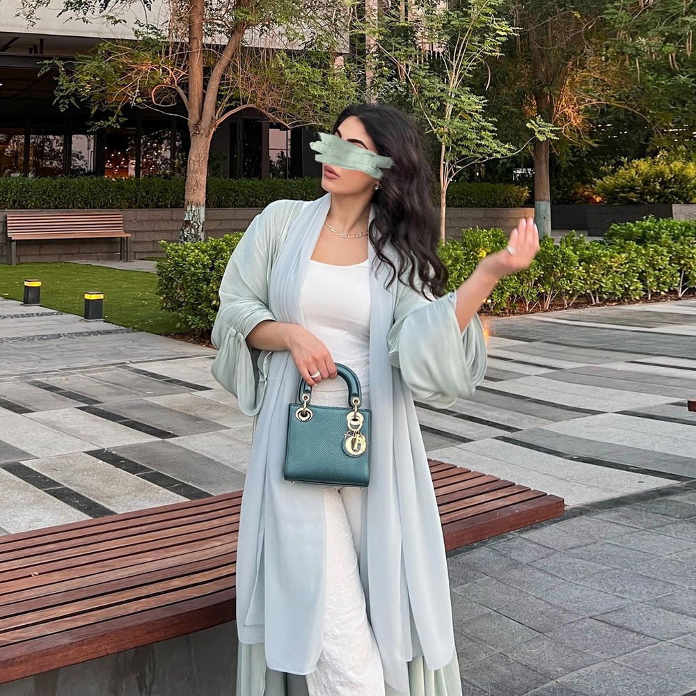 Muslim Robe Dubai Outerwear Bright Silk Dress - EX-STOCK Canada