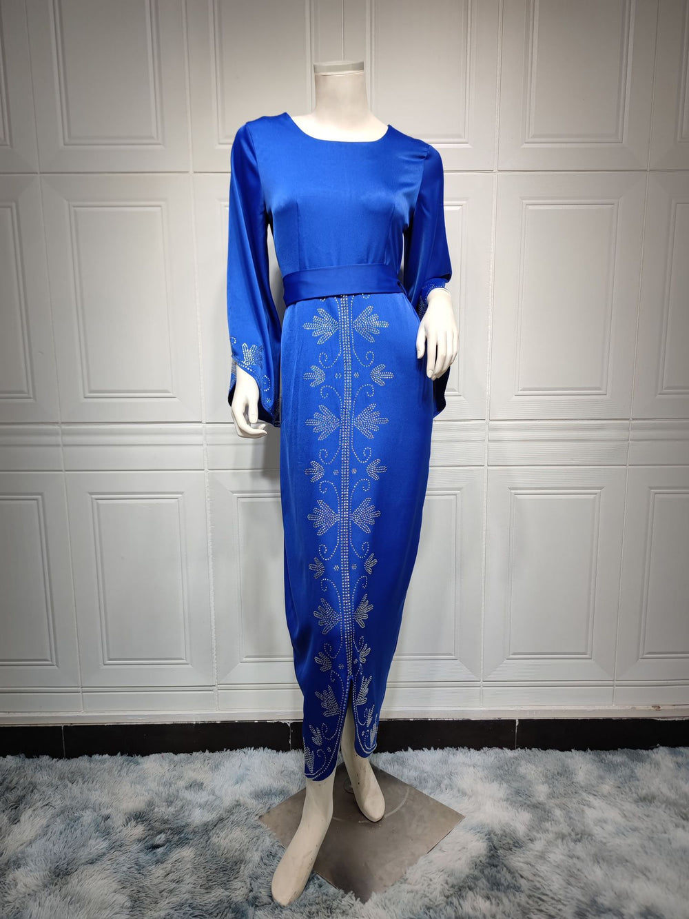 Robe de soirée en satin doux avec diamants, style arabe de Dubaï EX-STOCK Canada