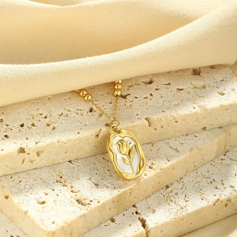 Simple Rose White Shell Pendant Necklace For Women - EX-STOCK Canada