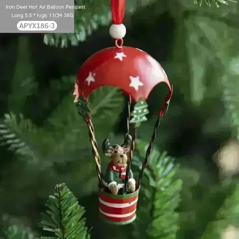 Nordic Iron Christmas Hot Air Balloon Parachute Pendant Creative Decorations Tree Charms Hangings - EX-STOCK CANADA