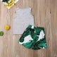 Gray Letters Vest Green Leaf Shorts Suit Casual two piece for boys - EX-STOCK Canada