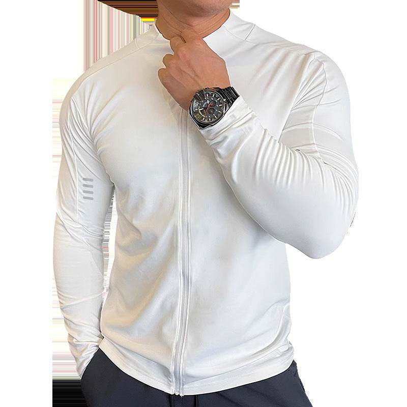 Muscle Fit Long Sleeve Zip Up Quick Drying Sport Workout Gym T-shirt for Men - EX-STOCK Canada