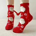 Christmas Magnetic Socks Cute Elk Santa Claus Snowman Hand-holding Socks For Couple - EX-STOCK CANADA
