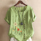 Casual Summer Beach Cotton And Linen Printed Elegant Short Sleeve blouse Top Women - EX-STOCK Canada