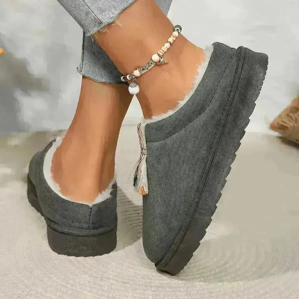 Winter Plush Home Slippers Fashion Round Toe Flat Suede Garden Shoes Indoor Warm Floor Bedroom Slipper For Women - EX-STOCK CANADA