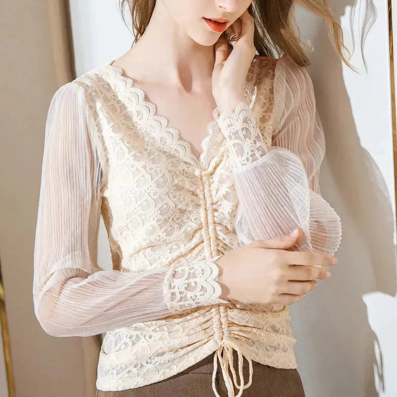 Summer Women Temperament  Work Office lace blouse top - EX-STOCK CANADA