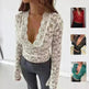 Flowers Lace Long Sleeve Top Y2K Fashion Slim Bottoming Crop Top for Women Casual Lace Top for Women - EX-STOCK CANADA