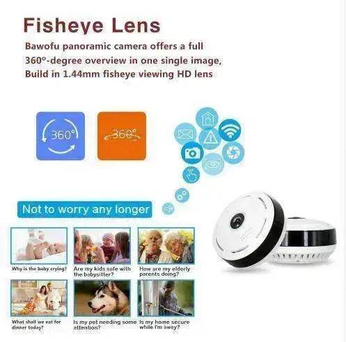 960P HD WiFi IP Camera, 360° Panoramic Fish Eyes Lens - EX-STOCK Canada