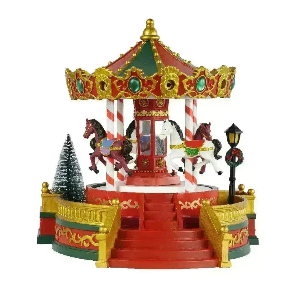 Christmas Gifts Merry Go Round Decorations Music Box LED Lights - EX-STOCK CANADA