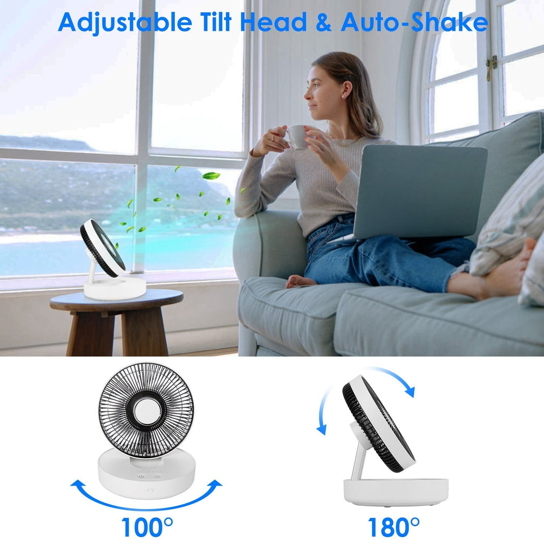 Foldable Rechargeable LED Desk Fan Wall Mounted Fan With Magnetic Remote Hanging Oscillating Fan With 4 Speeds 2 Brightness Time Setting Automatic Rotation EX-STOCK