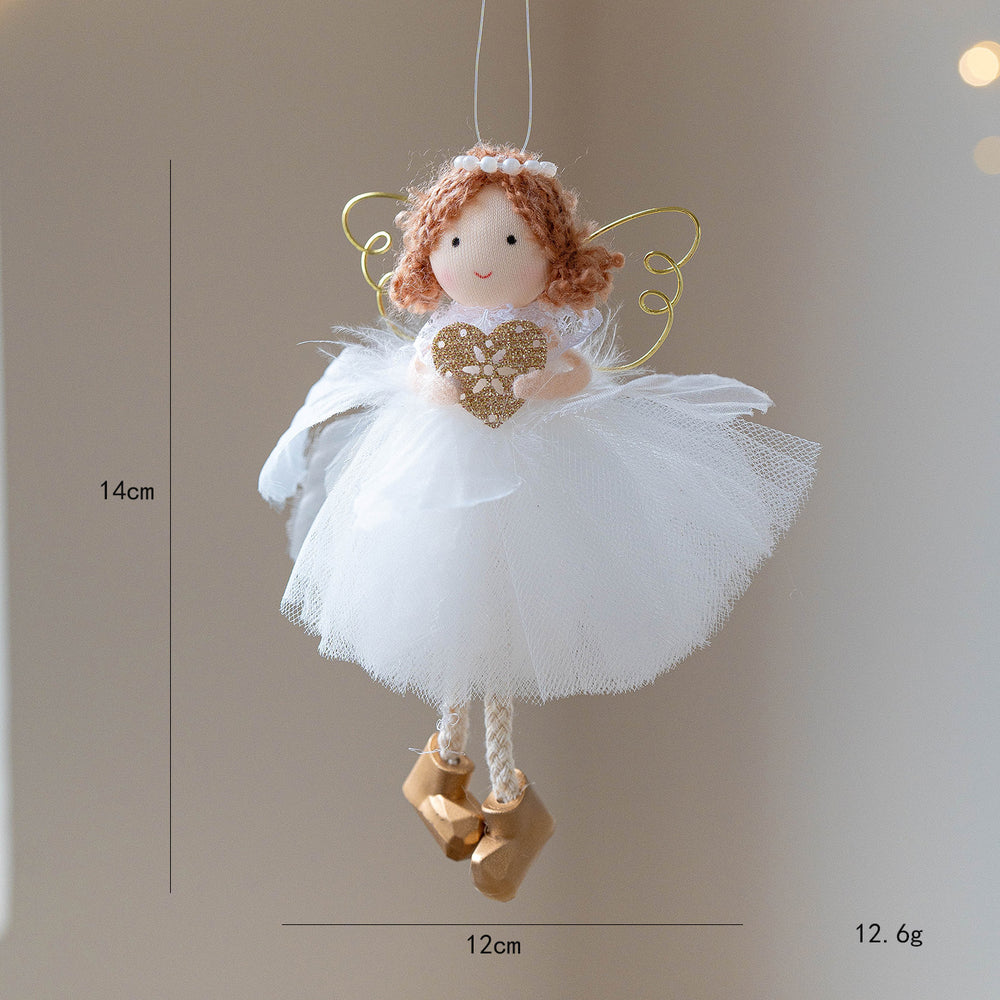 Christmas White Tulle Skirt Golden Wings Angel Girl Pendant EX-STOCK Canada 