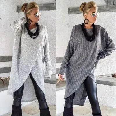New Fashion Autumn Winter Front Split Sweater Tunic Top Women - EX-STOCK Canada