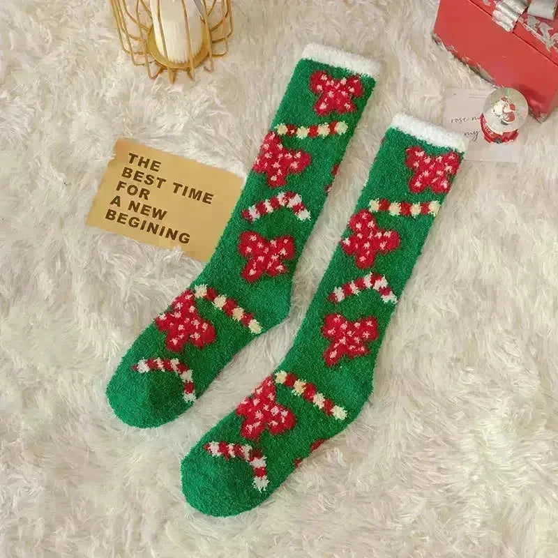 Coral Fleece Stockings Cartoon Thermal Christmas Room Socks - EX-STOCK CANADA